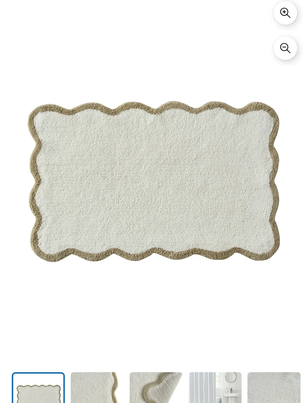 My Texas House Whitney Ivory Scallop Cotton Bath Rug, 20